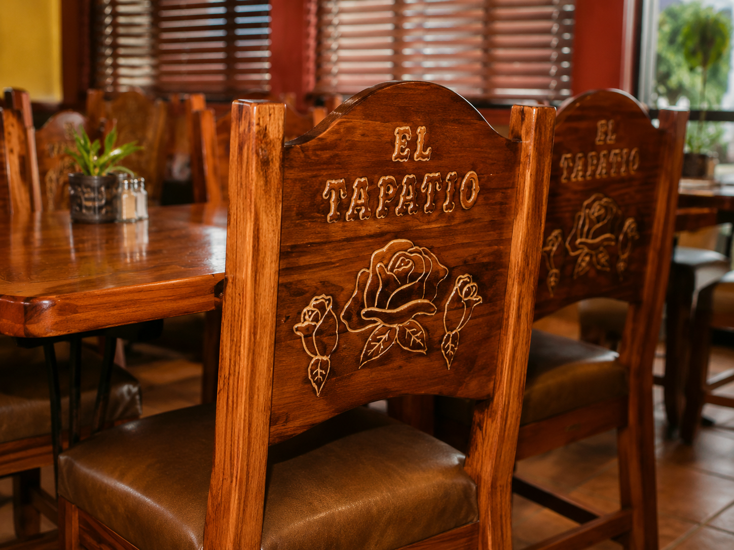 The warm and modern dining room at El Tapatio